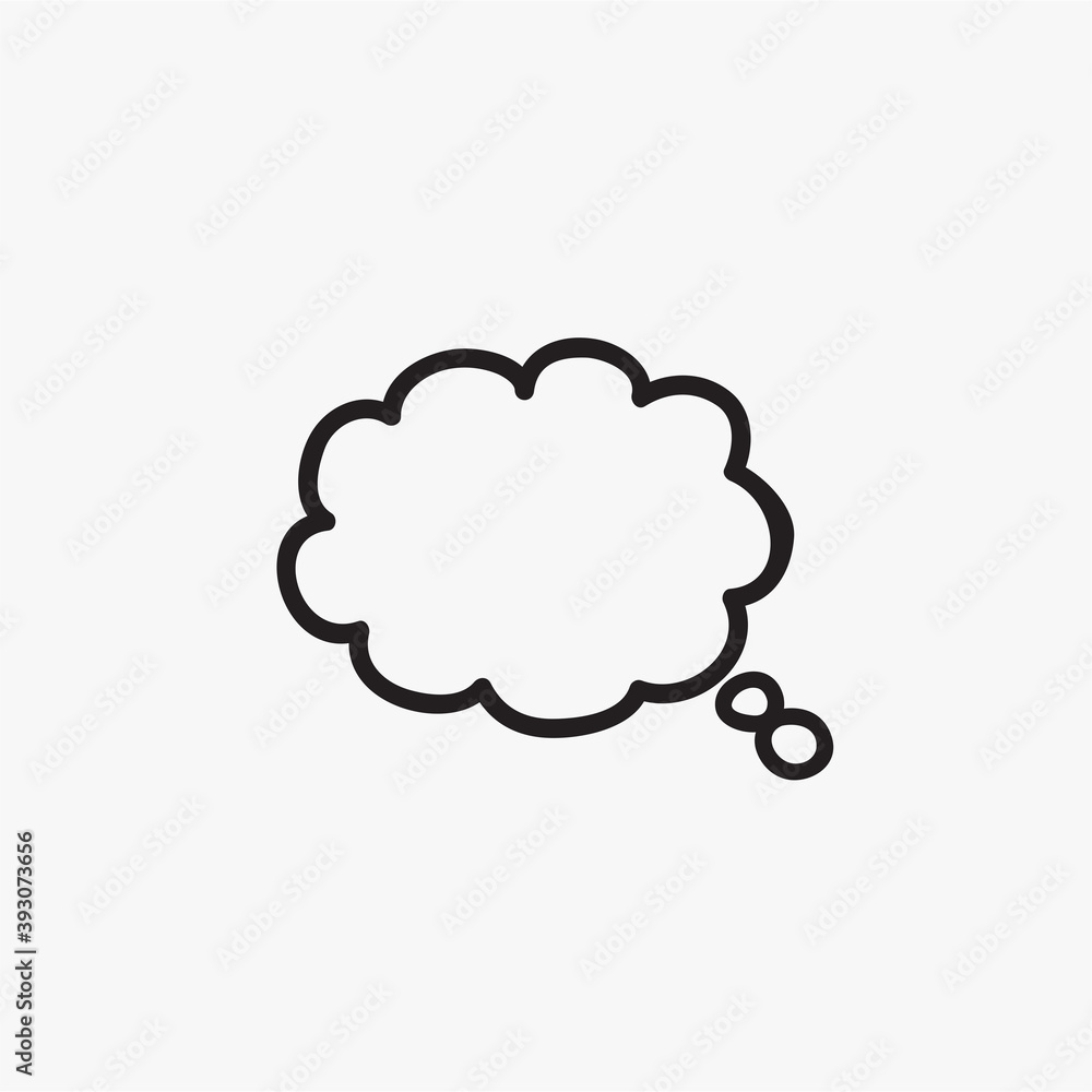 Think bubble isolated on gray background. Trendy think bubble in flat style. Modern template for social network and label. Creative thought balloon. Cloud line art, vector illustration Think bubble isolated on gray background. Trendy think bubble in flat style. Modern template for social network and label. Creative thought balloon. Cloud line art, vector illustration