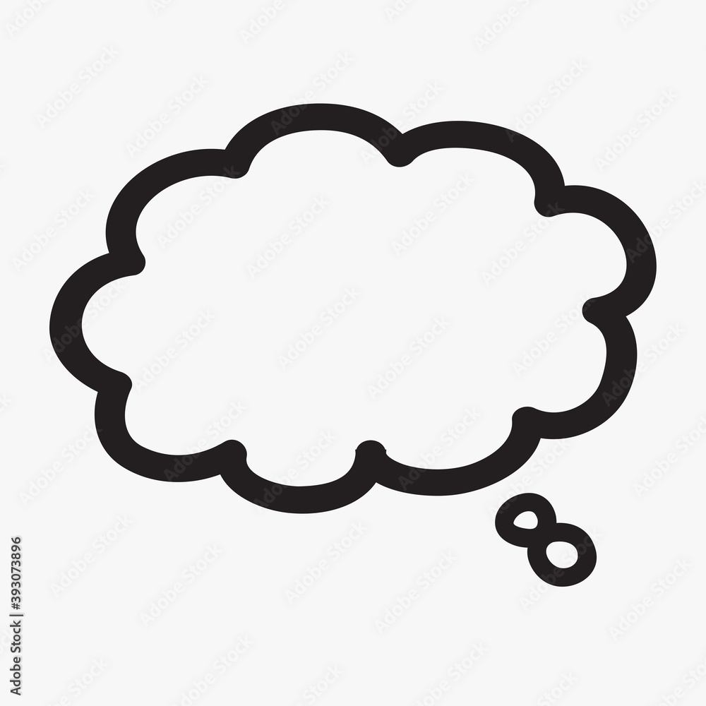 Think bubble isolated on gray background. Trendy think bubble in flat style. Modern template for social network and label. Creative thought balloon. Cloud line art, vector illustration Think bubble isolated on gray background. Trendy think bubble in flat style. Modern template for social network and label. Creative thought balloon. Cloud line art, vector illustration