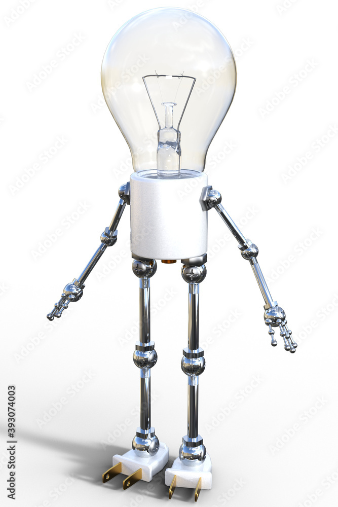 Glühbirne Männchen 3d, Roboter Glühbirne Männchen 3d, Roboter