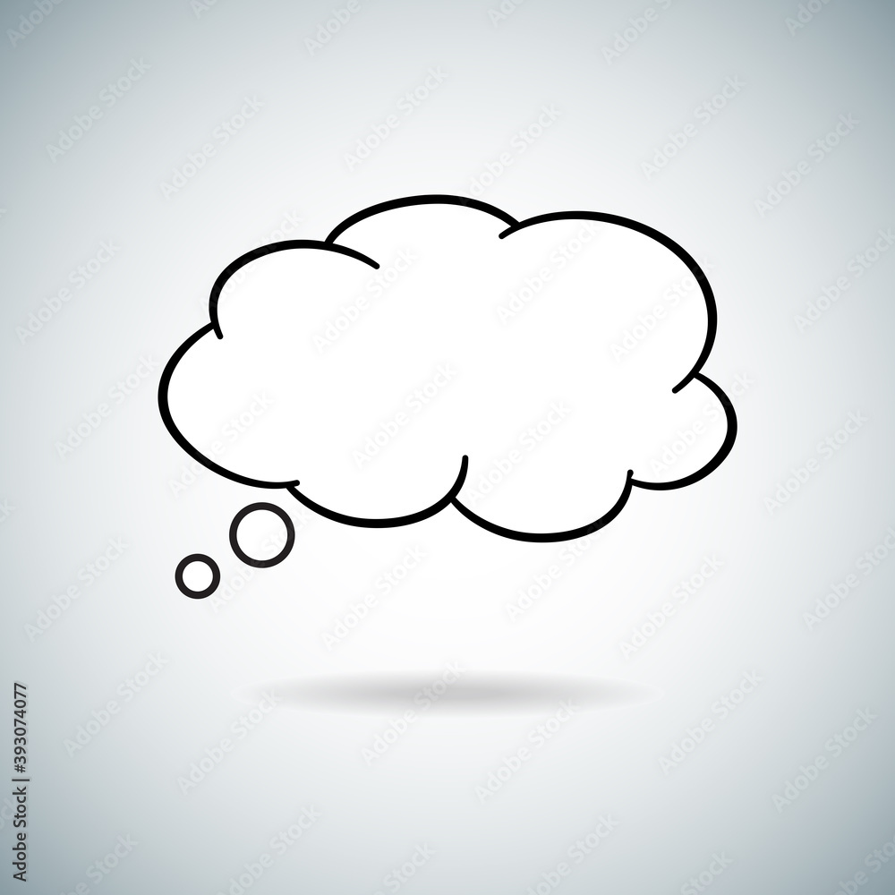 Think bubble isolated on gray background. Trendy think bubble in flat style. Modern template for social network and label. Creative thought balloon. Cloud line art, vector illustration Think bubble isolated on gray background. Trendy think bubble in flat style. Modern template for social network and label. Creative thought balloon. Cloud line art, vector illustration