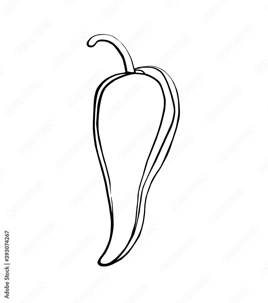 Icon of one continuous linear drawing of chili, healthy organic hot pepper Concept of fresh chili pepper for vegetable icon. Modern design of a single line drawing graphic vector illustration Icon of one continuous linear drawing of chili, healthy organic hot pepper Concept of fresh chili pepper for vegetable icon. Modern design of a single line drawing graphic vector illustration