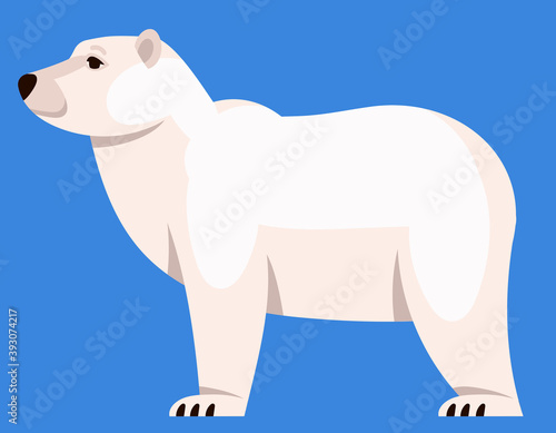 Polar bear side view. Arctic animal in cartoon style.