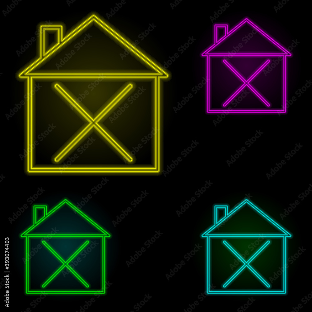house demolition neon color set icon. Simple thin line, outline vector of building landmarks icons for ui and ux, website or mobile application house demolition neon color set icon. Simple thin line, outline vector of building landmarks icons for ui and ux, website or mobile application