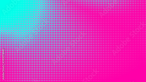 Dots halftone green pink color pattern gradient texture with technology digital background. Dots pop art comics with summer background.