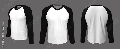 Long sleeves raglan t-shirt mockup, 3d illustration, 3d rendering photo