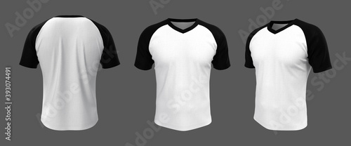 Blank raglan t-shirt mockup, 3d illustration, 3d rendering