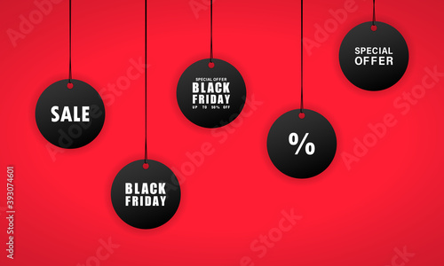 Black friday sales tag. 50 percent discount. Vector on isolated background. EPS 10