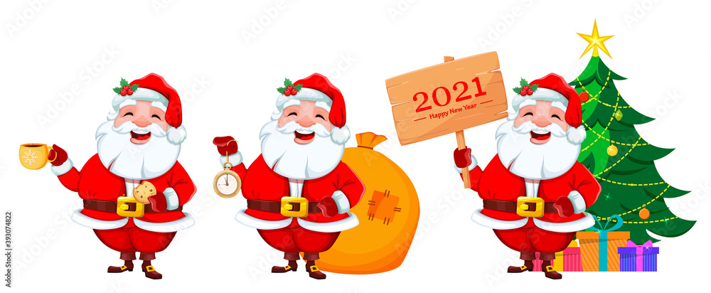 Merry Christmas and Happy New Year. Smiling Santa Merry Christmas and Happy New Year. Smiling Santa