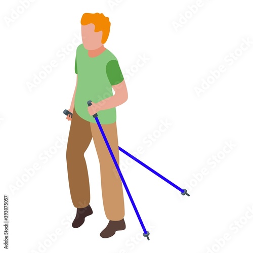 Nordic walking icon. Isometric of nordic walking vector icon for web design isolated on white background