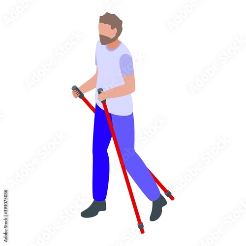 Man nordic walking icon. Isometric of man nordic walking vector icon for web design isolated on white background