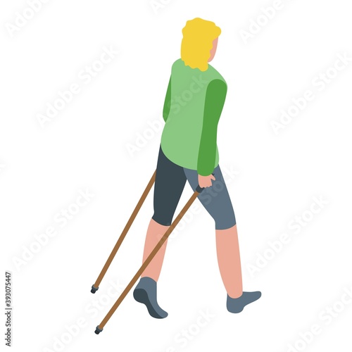 Healthy nordic walking icon. Isometric of healthy nordic walking vector icon for web design isolated on white background