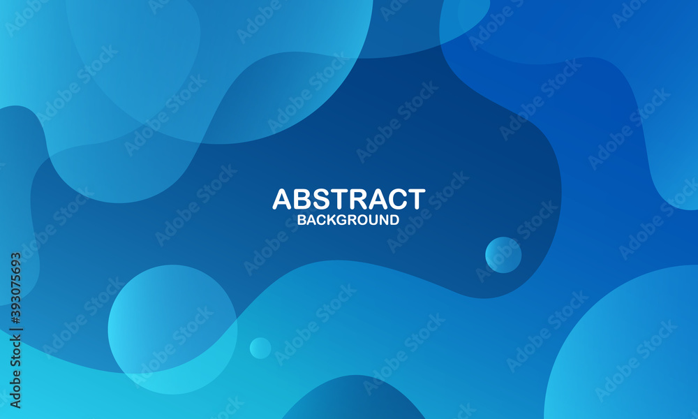 Liquid color background design. Blue elements with fluid gradient. Dynamic shapes composition. Vector illustration