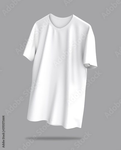 men's short sleeve t-shirt mockup in front view, design presentation for print, 3d illustration, 3d rendering