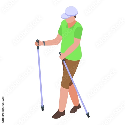 Cane nordic walking icon. Isometric of cane nordic walking vector icon for web design isolated on white background