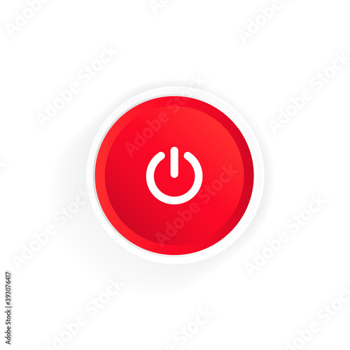 Power on button icon. Red button power. Push-button power of. Vector illustration