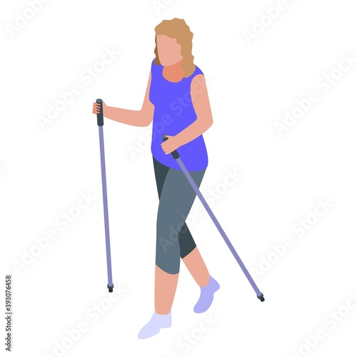 Nordic walking trekking icon. Isometric of nordic walking trekking vector icon for web design isolated on white background