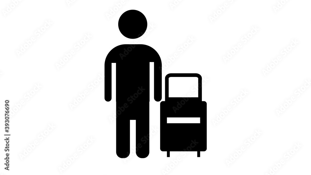 Fototapeta premium Passenger Icon. A person on The Trip, Vacation or Journey Illustration