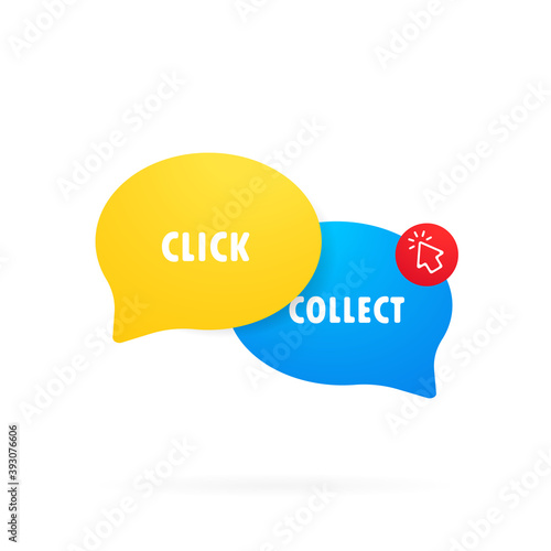 Click and collect icon. Clipart image in flat style. Buy online pick up at store. E-commerce and omni-channel concept. Online Shopping. Vector illustration