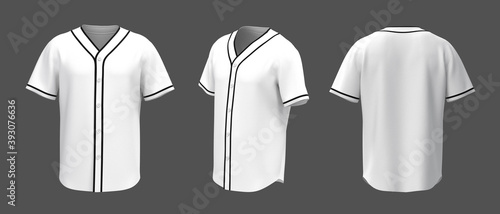 Photography Baseball t-Shirt mockup in front, side and back views, 3d illustration, 3d rende