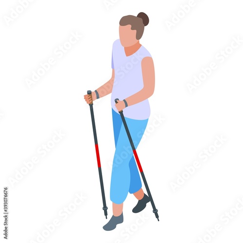 Adventure nordic walking icon. Isometric of adventure nordic walking vector icon for web design isolated on white background