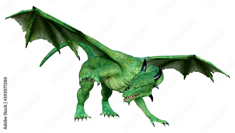 3D Rendering Fairy Tale Dragon on White 3D Rendering Fairy Tale Dragon on White