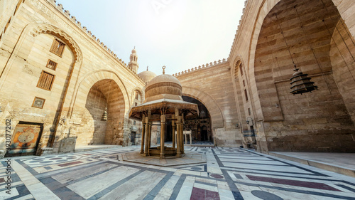 Cairo Egypt, January 2019: Ablutions Fountain in Courtyard of Sultan Barquq Mosque at Qalawun Complex in Cairo. photo