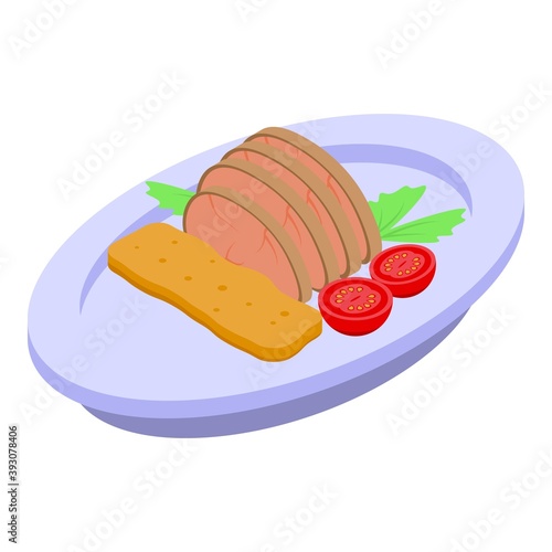 Restaurant meat dish icon. Isometric of restaurant meat dish vector icon for web design isolated on white background