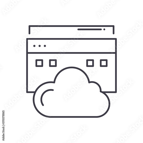 Cloud control panel icon, linear isolated illustration, thin line vector, web design sign, outline concept symbol with editable stroke on white background.