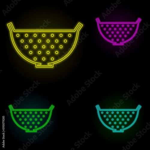 sieve neon color set icon. Simple thin line, outline vector of kitchen icons for ui and ux, website or mobile application