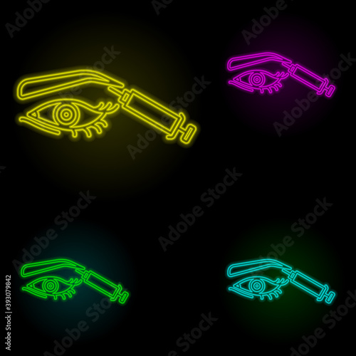 Brow lift, woman eye neon color set icon. Simple thin line, outline vector of anti age icons for ui and ux, website or mobile application