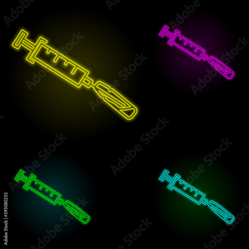 injection, glass, medicine bottle neon color set icon. Simple thin line, outline vector of anti age icons for ui and ux, website or mobile application