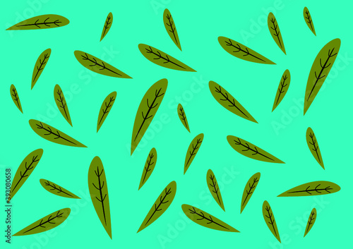 Wundervolle Vektor-Illustration von grünen Blättern auf einem Untergrund