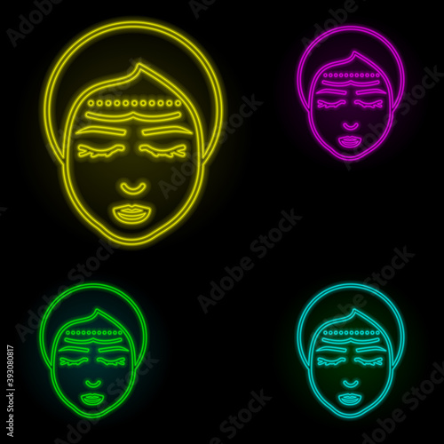 Woman, correction forehead neon color set icon. Simple thin line, outline vector of anti age icons for ui and ux, website or mobile application