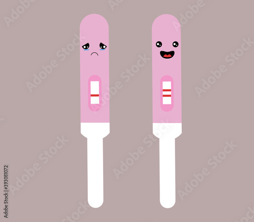 Pregnancy test flat icons. Ovulation medical tests result vector illustration