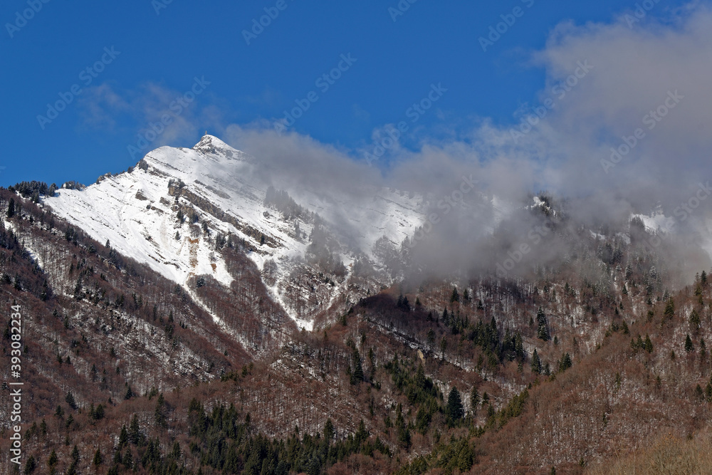 Paysage de montagne enneigé par une journée ensoleillée d'hiver