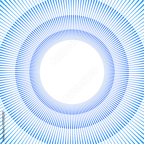 Advertisement flyer design elements. White background with elegant graphic sun blue lines rays from the center