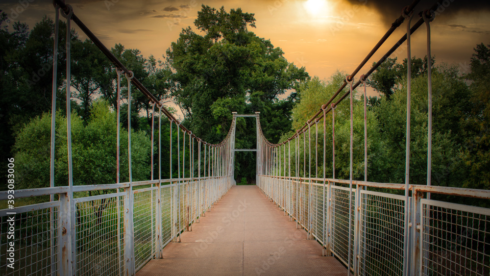 Bridge over the river in summer.