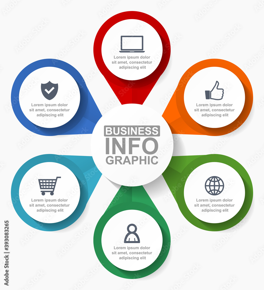 Business infographic vector template with 6 options Business infographic vector template with 6 options