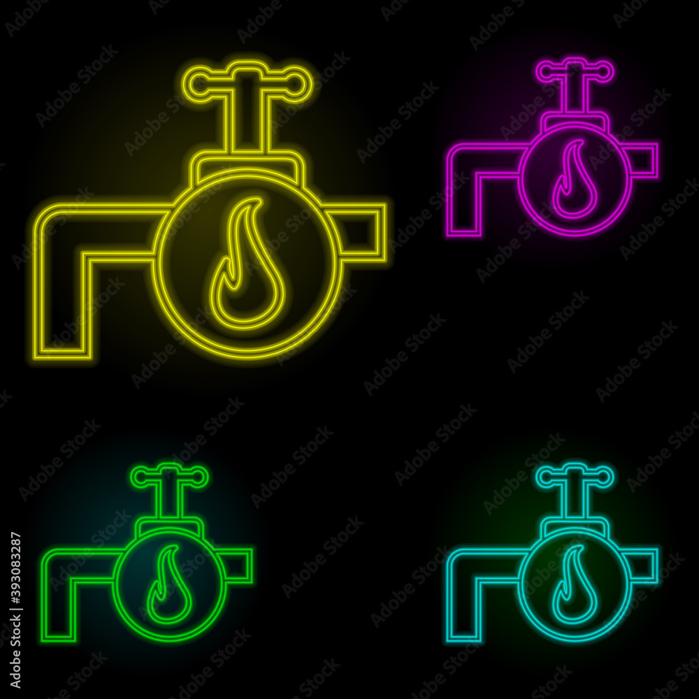 hot water sign neon color set icon. Simple thin line, outline vector of automation icons for ui and ux, website or mobile application hot water sign neon color set icon. Simple thin line, outline vector of automation icons for ui and ux, website or mobile application