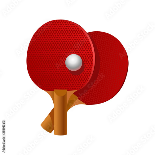 Table tennis rackets and ball. Vector illustration