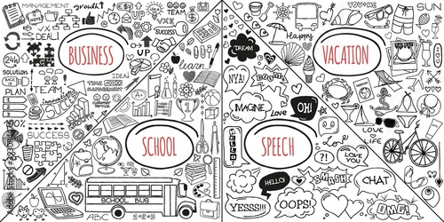 MEGA set of different doodles isolated on white background