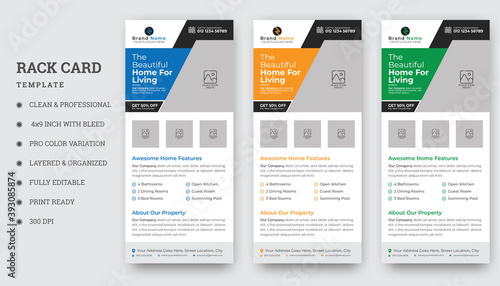 Real Estate Rack Card & DL Flyer Template, Real Estate Business Modern Home For Sale.