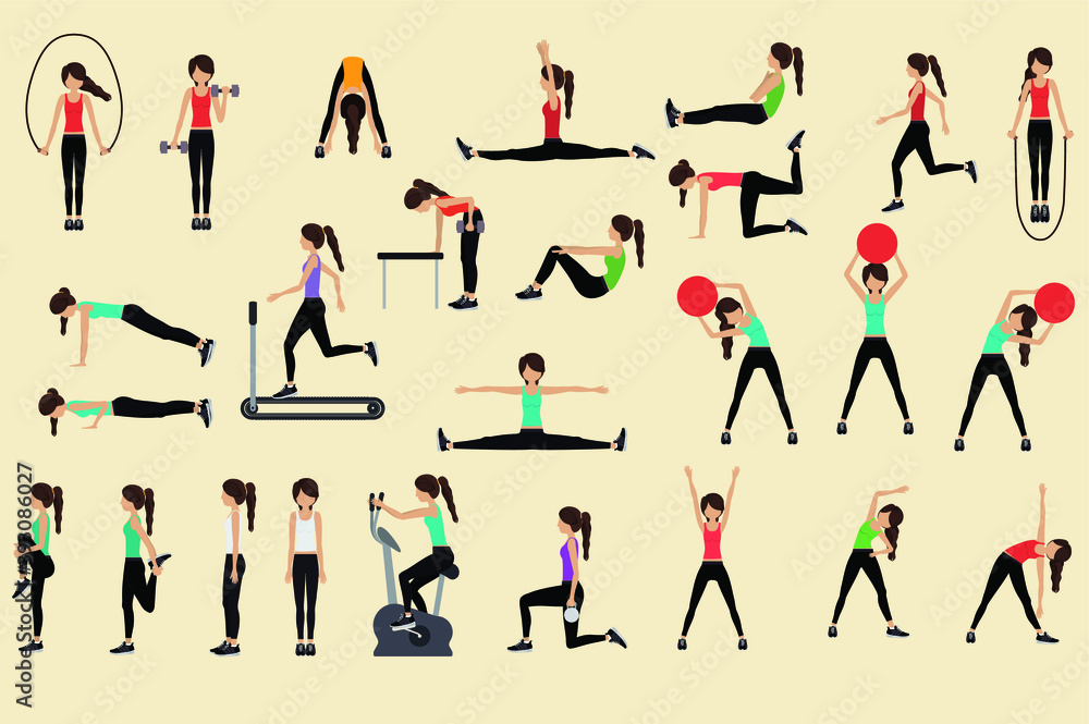 woman doing exercise vector illustration. woman doing exercise vector illustration.