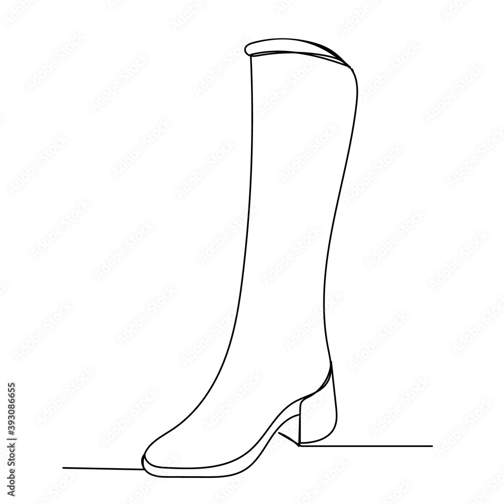 vector, isolated one line drawing of womens boots vector, isolated one line drawing of womens boots