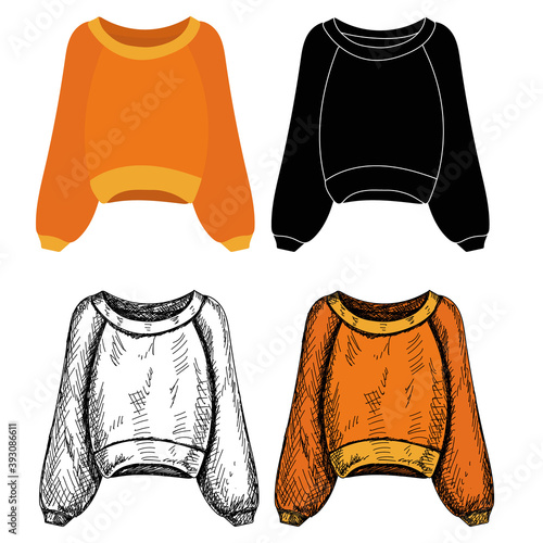 vector, isolated hand drawn sketch sweater, sweater