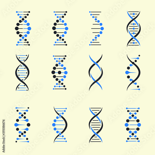 dna molecule set. DNA Icons set vector illustration