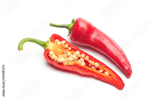 Natural hot pepper on a white background