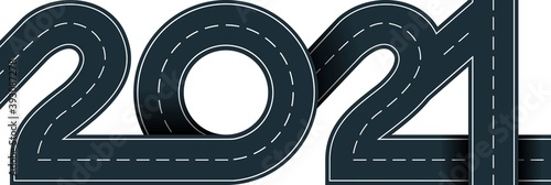 numbers of 2021 year in shape road