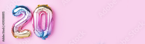Canvastavla Rainbow foil balloon number, digit twenty