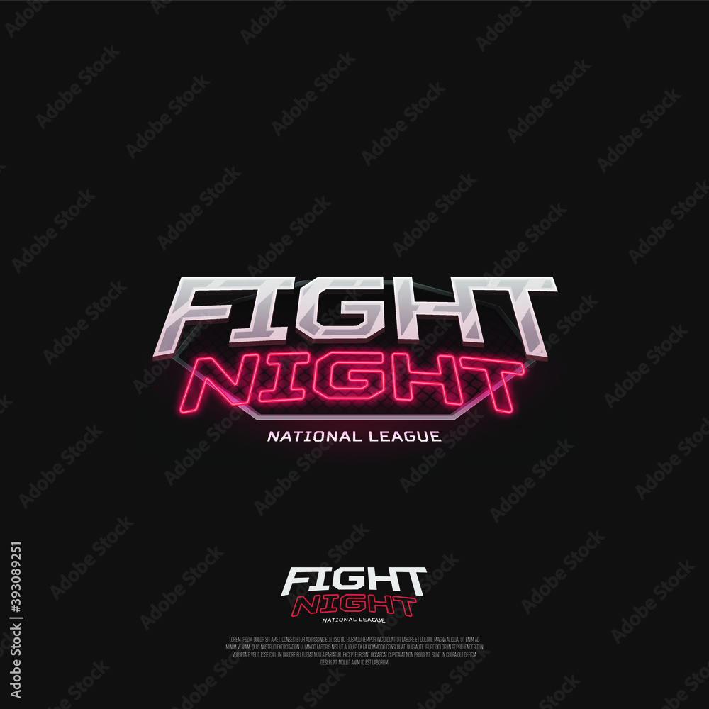Fototapeta premium Fight night sign. Modern neon sport logo design.